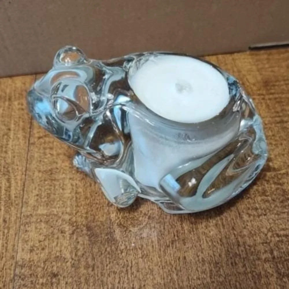 Frog Shape Lily Scented Candle Handmade 4 oz Clear Glass Animal Jar 1 Wick D125